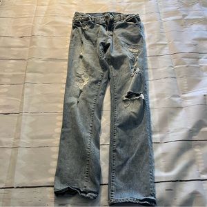 Light Blue AéRopostale Slim Straight Leg Distressed Jeans, Size 32 X 32